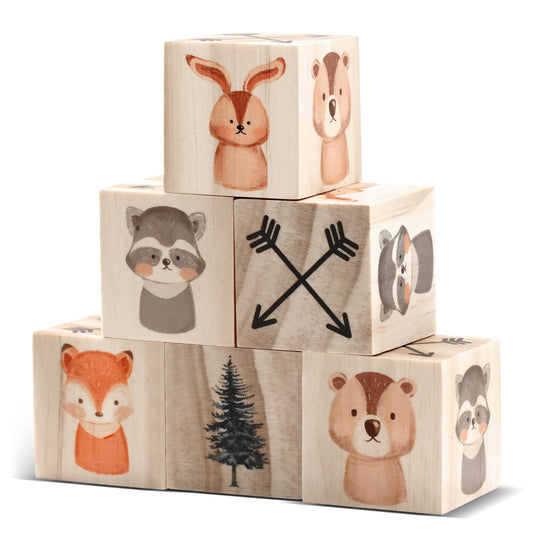 Kigley 6 Pcs Nursery Decor for Girls and Boys Nursery Watercolor Shelf Decor for Bedroom Playroom Gifts (Woodland Animals)