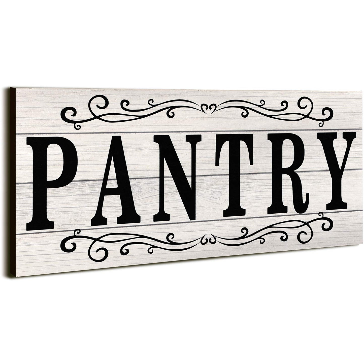 Jetec Pantry Sign Wall Decor Farmhouse Pantry Signs Wood Rustic Retro Hanging Wooden Art Plaque Decorative for Kitchen Restaurant Door Room Home Decoration, 16 x 6 Inch(White)