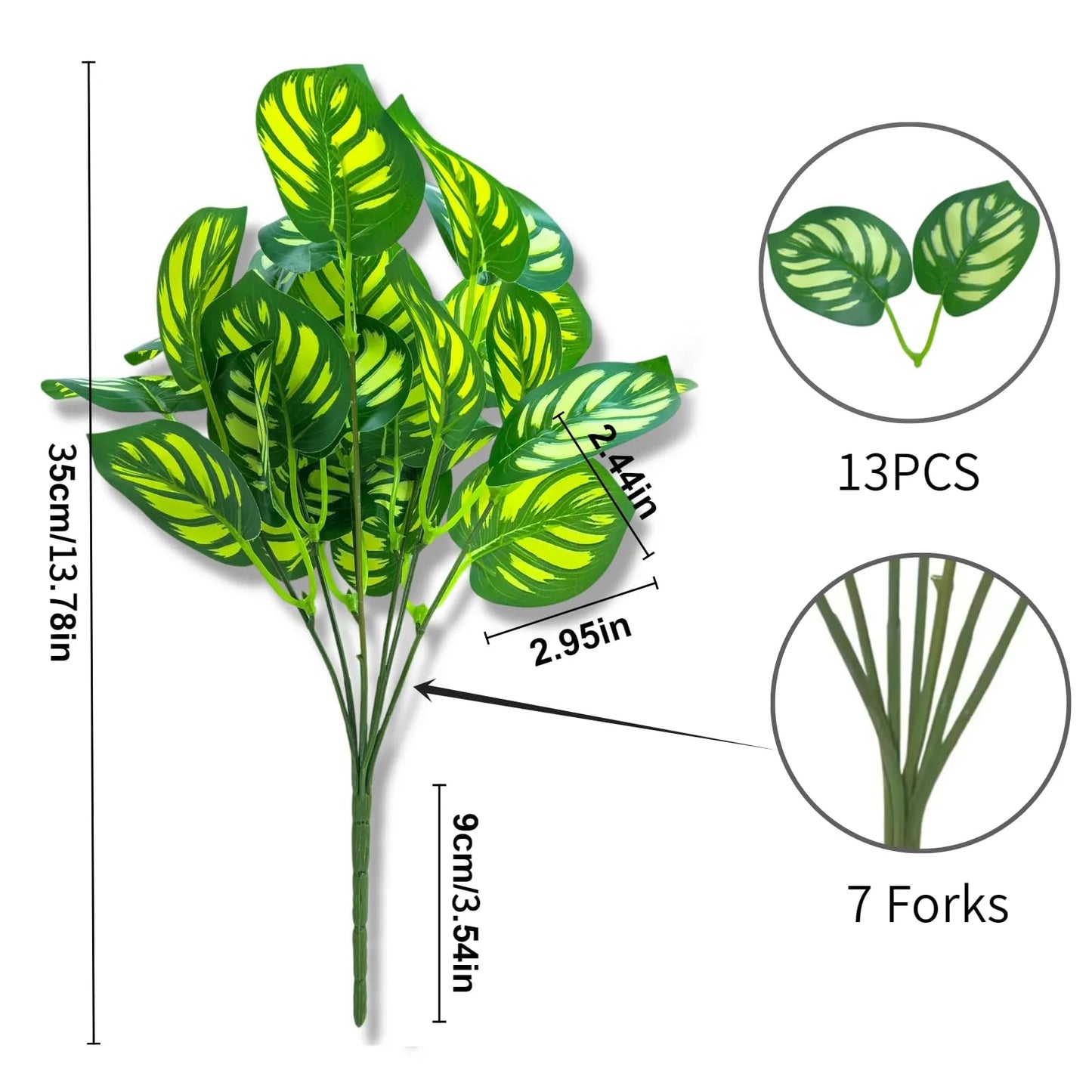 RongyuHuide 6 Bundles of Artificial Green Plants, Artificial Greenery, Fake Floral Plants Decor Outdoor Artificial Plants,Plastic Plants，Outdoor Large Decorative Flowers (Green)