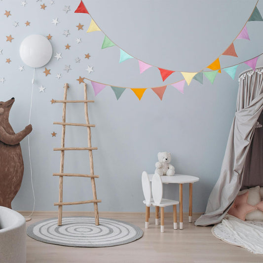 Fabric Bunting Banner, 2 Pack Handmade Neutral String Banner Each 8.5 ft 10 Flags Nursery Wall Hanging Wedding Birthday Home Baby Shower Party Decoration Bunting (Blue)