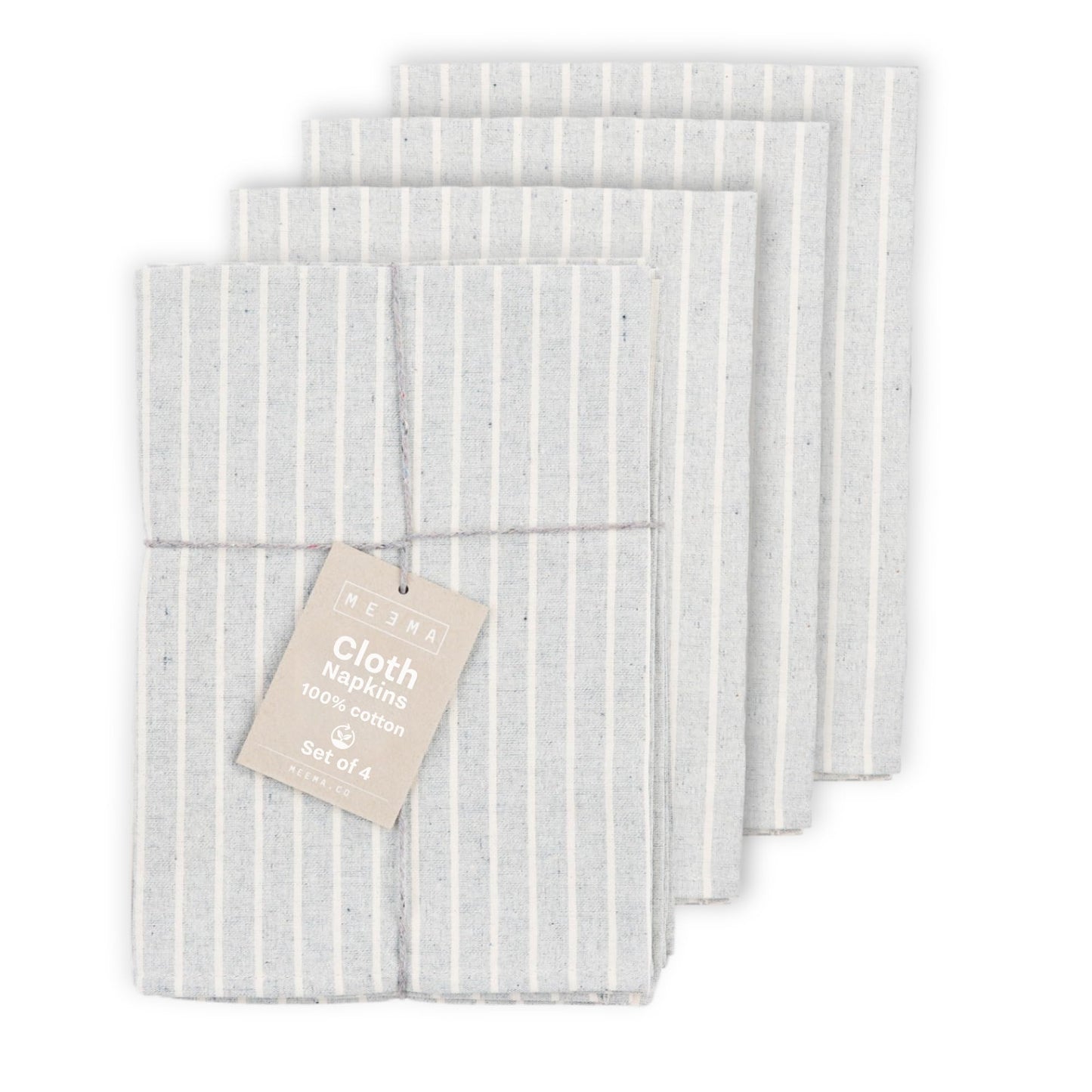 MEEMA Cloth Napkins | Washable Cotton Fabric Dinner Napkins Made from Upcycled Materials | Kitchen Table Gift Set | 19.5 x 18.5 in | Set of 8