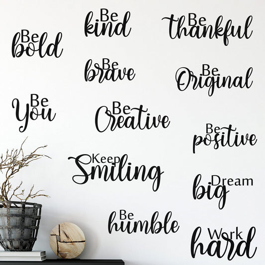 Marspark 12 Pcs Inspirational Wall Decals Motivational Quote Peel and Stick Vinyl Wall Quotes Stickers Removable Positive Saying Mirror Decals for Office Nursery Offices Teen Dorm Classroom, Black
