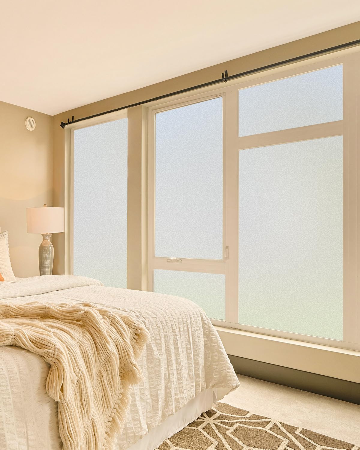 Dwersty Frosted Glass Window Privacy Film Decorative, Bathroom Window Privacy Film for Glass Windows Cover, Static Cling, Removable, Reusable, Anti-UV, Anti-Glare, Heat Blocking, 17.5 by 78.74 inch