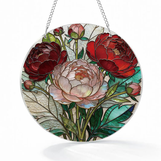 Flower Window Decor, Acrylic Hanging Suncatcher, Indoor Window Wall Art, Home Garden Decorations, Valentines Day Decor Ornaments, Floral Botanical Lover Gift
