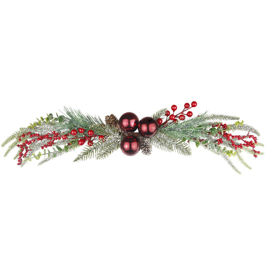 CISDUEO Christmas Decoration Floral Greenery with Berries and Christmas Balls Red Pinecone 27.55 Inch Wreath Xmas Door Swag for Front Door Festival Decor Wall Arch Window