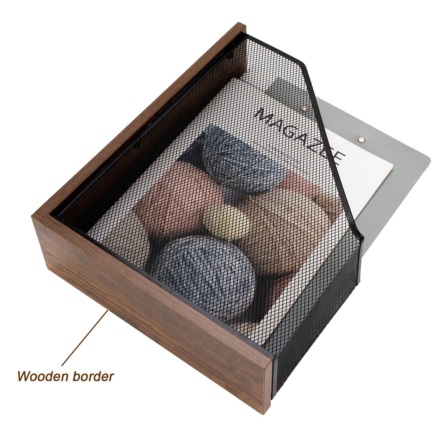 ASIFMTHOT Antique Wooden Magazine File Holder，File Folder Organizer-Document Rack for Office/Home/School（Balck）