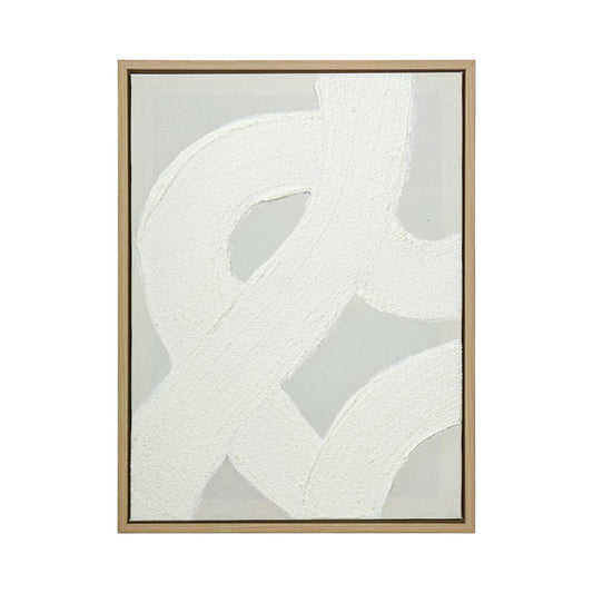 ArtbyHannah Textured Framed Wall Art, Neutral Paintings Hand-painted 3D White Wall Decor with Minimalist Beige Geometric Artwork for Hallway, Office, Hotel Decorations （11x 15 inch）