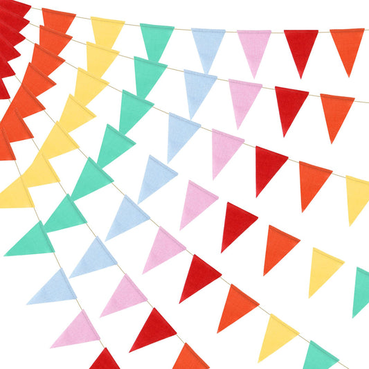 HESTYA 42 Pieces Colorful Pennant Banner Flag Multicolor Bunting Triangle Banner Pastel Pennants for Birthdays Easter School Carnival Garland Outdoor Events Party Hanging Decorations(Rainbow)