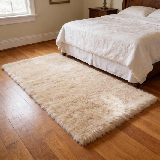 SWGRT 2x3 Solid Fluffy Camel Area Rug – Washable, Durable,Small Bedroom Rug, Non-Slip High Pile Shag Rugs for Living Room, Bedroom, Bedside, Dorms, Nursery Rooms, Kids Room, Soft Indoor Floor Carpet