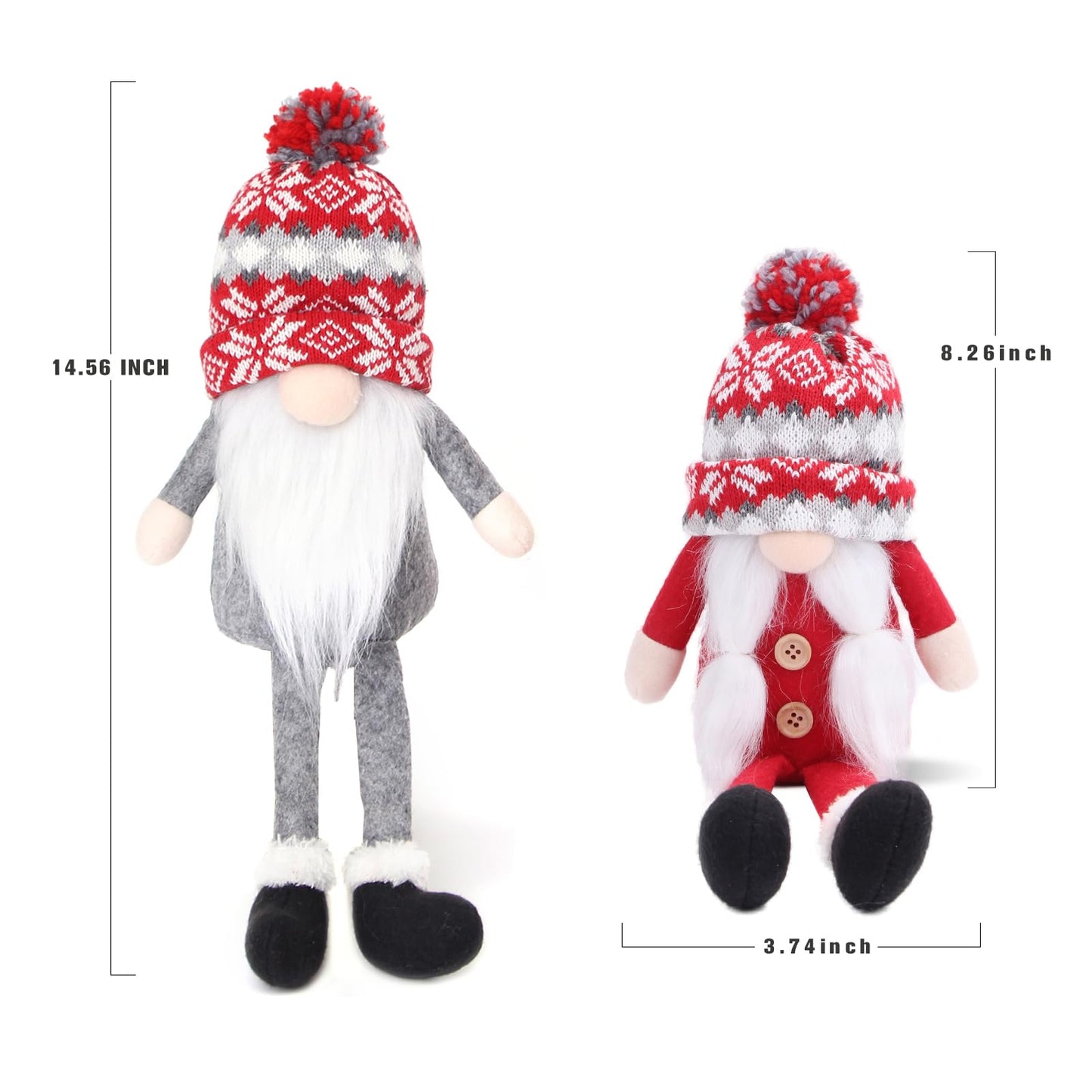 BWFY Christmas Gnomes Decorations 2 Pack Handmade Elf Santa Tomte Swedish Gnome Scandinavian Figurine Nordic Gnome Christmas Table Home Ornaments for Holiday Party Gifts