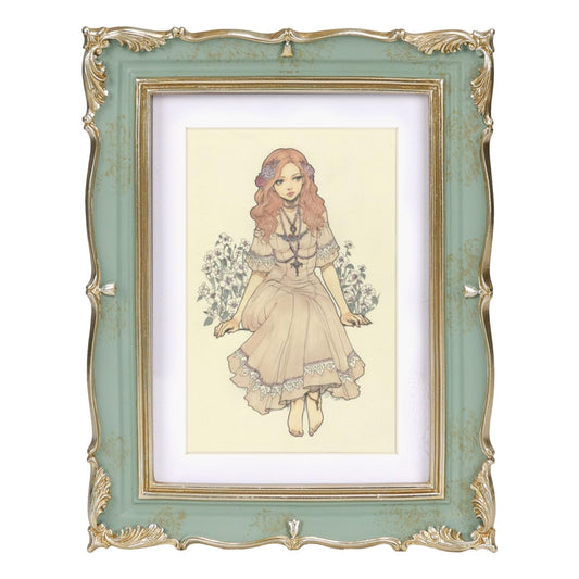 PHAREGE Vintage Picture Frame 5x7 Mint Green Gold, 5 by 7 Ornate Decorative Antique Frame with Mat for 4x6 Photo, Fancy Matted Frame for Desktop or Wall, Horizontal or Vertical