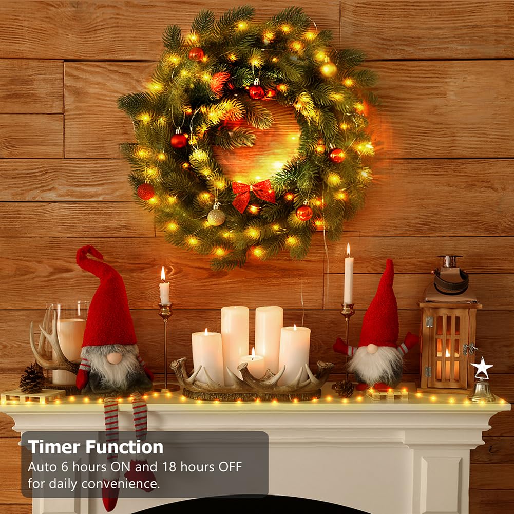 KepStars 16.5ft Battery Operated String Lights (2 Pack), 50 LED Fairy String Lights Battery Powered with Remote & Timer for Indoor Outdoor Christmas Trees Wreath Decoration Bedroom Patio - Warm White