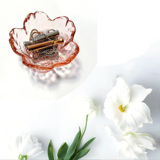FZFQWRSH Crystal Amber Jewelry Dish, Ring Dish, Trinket Dish，Tray Decor for Women, Fashionable Modern Style Dressing Plate