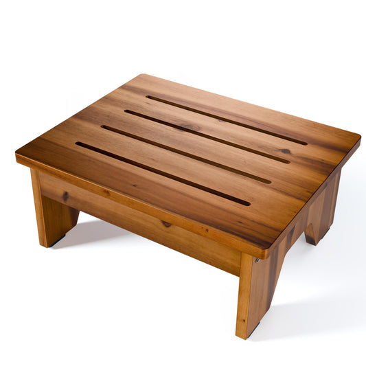 Holana 6" Acacia Wood One Step Stool for Adults - 300 Lbs Wooden Step Stools Heavy Duty for High Bed Riser, Bathroom, Bedroom - Small Stepping Stool for Elderly, Seniors, Kids, Handicap Use Indoor