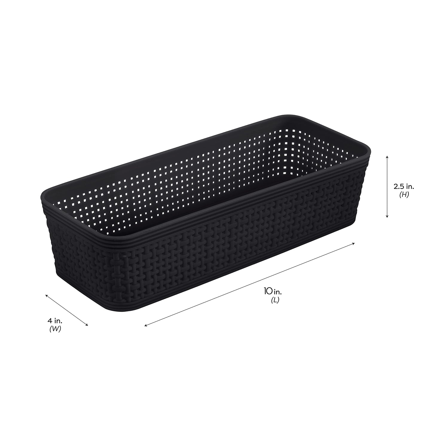 Simplify 10 Piece Organizing Set | Multiple Size Bins | Multipurpose | Office | Desk | Dorm | Bathroom | Storage Basket | Small Items | Accessories | Black