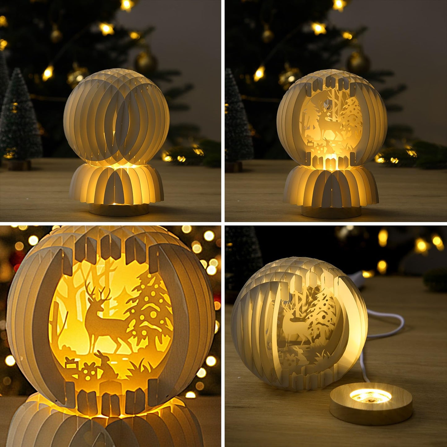Glooglitter Lighted Christmas Scene Tabletop Decor, Light up Winter Forest with Deer Christmas Tabletop Decoration with LED for Mantel, Indoor, New Year, Gifts for Mom, Sister, Teacher, Family
