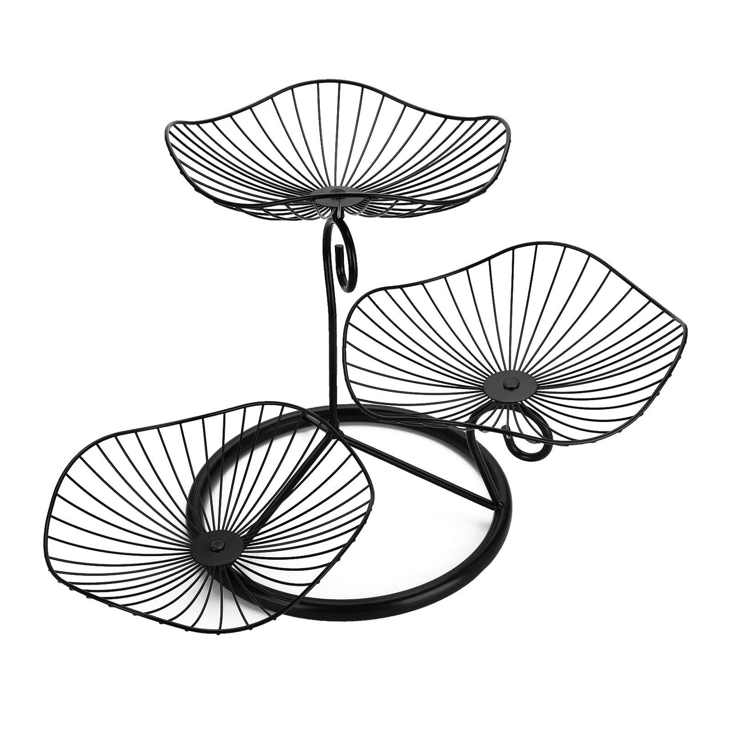 OwnMy 3-Tier Fruit Basket Stand Decorative Iron Fruit Bowl, Metal Wire Fruit Holder Storage Trays Table Countertop Holder for Vegetables Bread Snack, Modern Lotus Fruit Bowls for Kitchen Counter Table