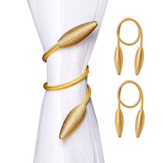 SWTOOL 2-Pack Curtain Holdbacks Curtains Tiebacks Home Decorative Window Drape Twist TieBacks Random Modelling Curtain Holdbacks (Gold)