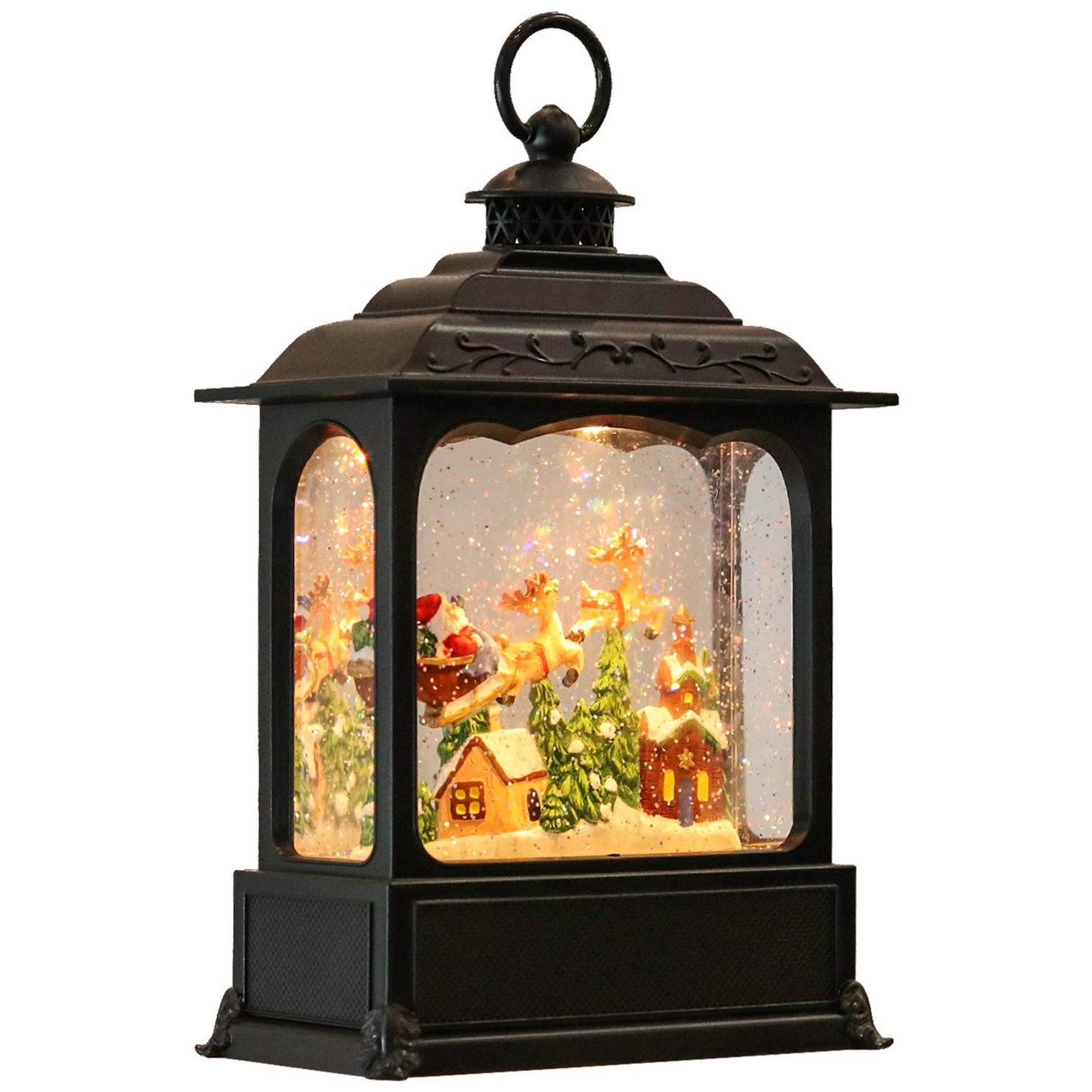 Eldnacele Musical Snow Globe Lantern with Timer, Lighted USB/Battery Operated Swirling Singing Water Glittering Lantern, Snow Globes for Adults and Kids Christmas Decoration- Santa