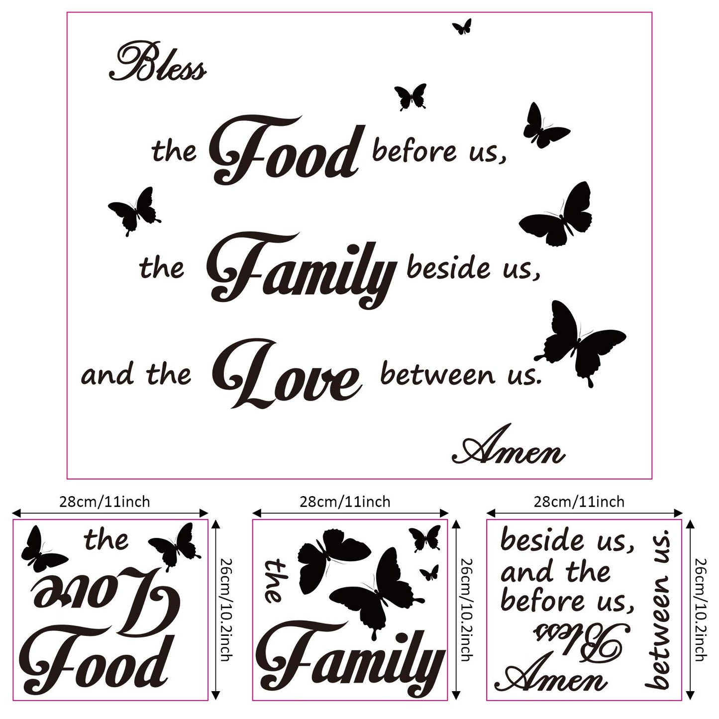 Kitchen Wall Stickers Dining Room Decor Dinner Prayer Sign Bless The Food Before US Sign Family Stickers for Home Wall Decorations(2)