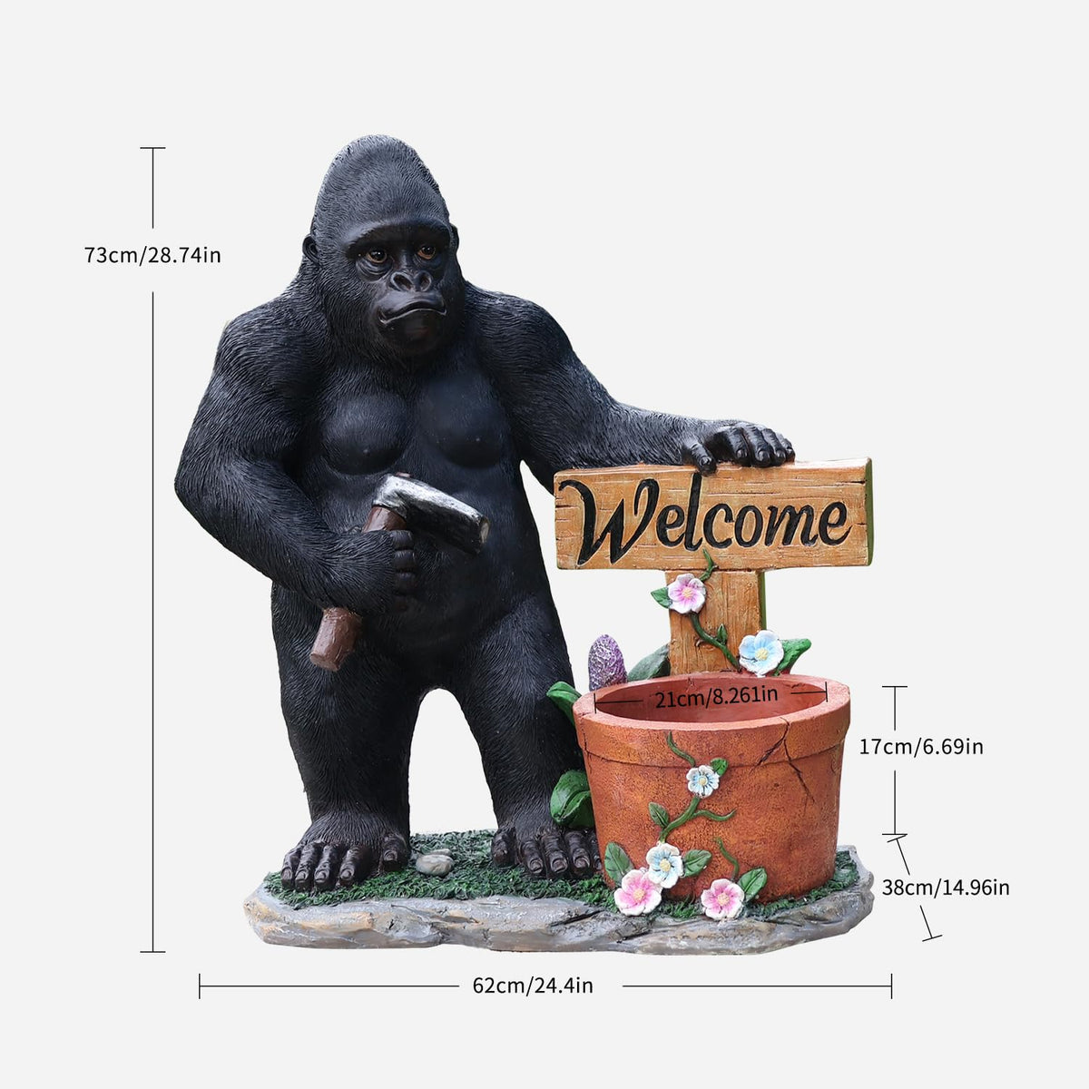 UNOIRNM Unique Statues Planter Gorilla Statue - Gorilla Flower Pot Kingkong Garden Sculptures Animal Landscaping Ornament for Lawn Balcony Yard Garden Patio Decor 28.7 Inch