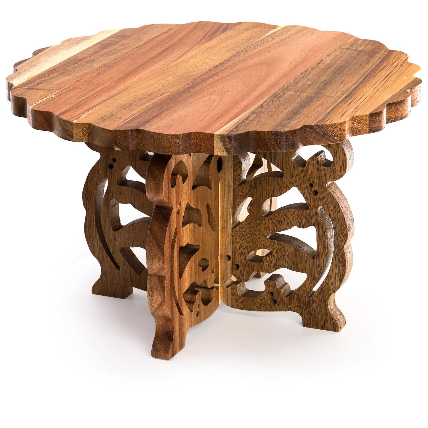 Eorbow 12" Wood Cake Stand, Acacia Wooden Rustic Cupcake Holder, Wedding Table Centerpiece Dessert Display Stand, Birthday Cake Pedestal for Tea Party Baby Shower
