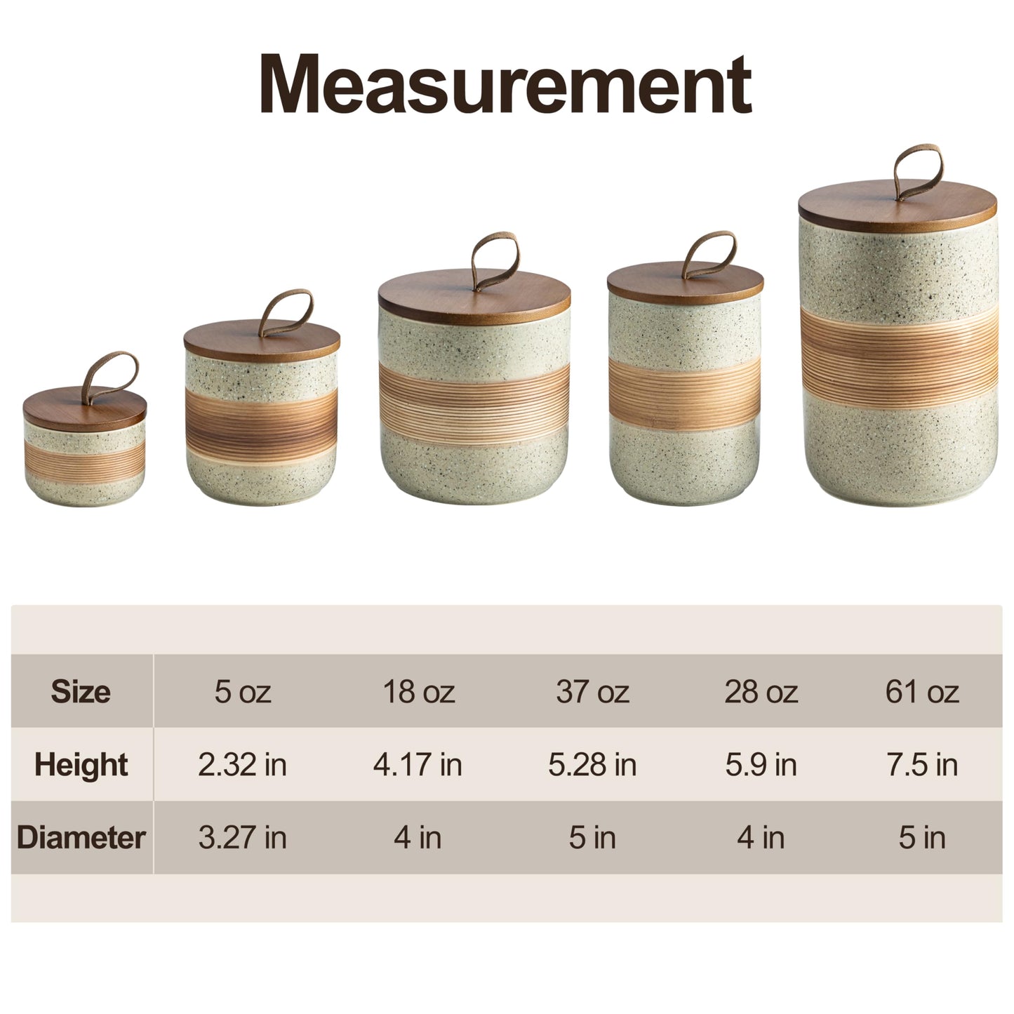 Miamolo Large Storage Containers with Lids, Ceramic Coffee Container Kitchen Food Storage Jars for Spice Sugar Tea Bag, Stackable Decorative Jars for Counter, 61 fl.oz