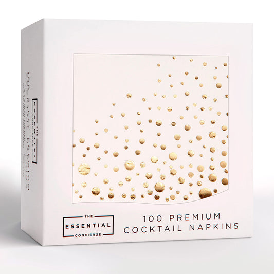 Stylish Gold Cocktail Napkins, 100 3Ply White and Gold Napkins, Disposable Party Napkins, 5x5 Inch Wedding Cocktail Napkins, Paper Cocktail Napkins, Bridal Shower Napkins, or Beverage Napkins