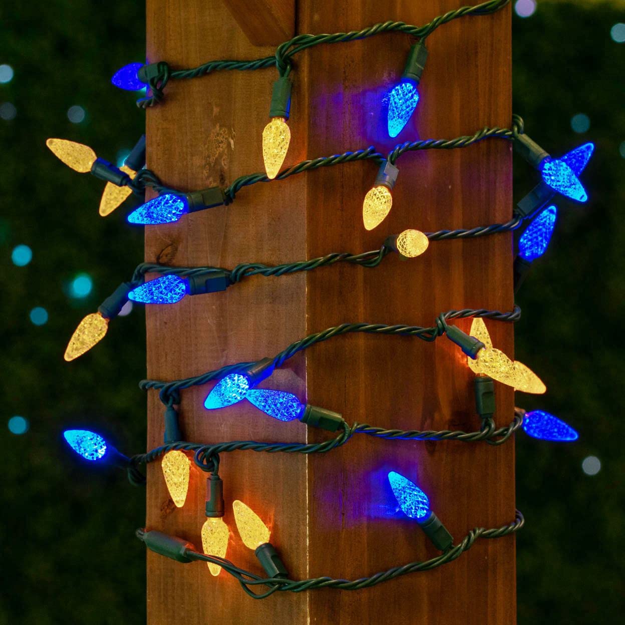 Novelty Lights 24FT 70 LED C6 Christmas String Lights, Outdoor Commercial Grade Tree Decorations, Permanent LED Lights (Blue/Orange)