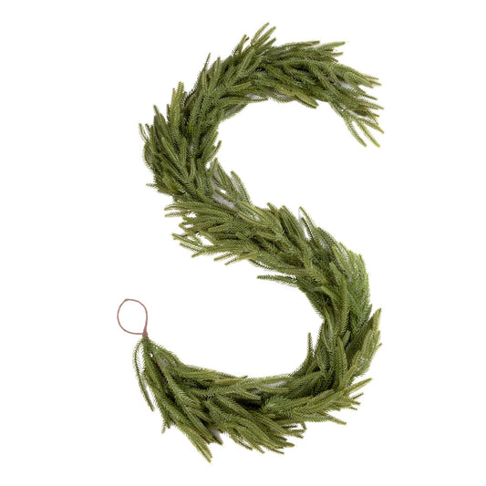 Findosom 6Ft Christmas Norfolk Pine Garland, Real Touch Artificial Winter Green Pine Garland for Mantle, Wall, Fireplace, Stairs, Table, Indoor & Outdoor Christmas Decorations