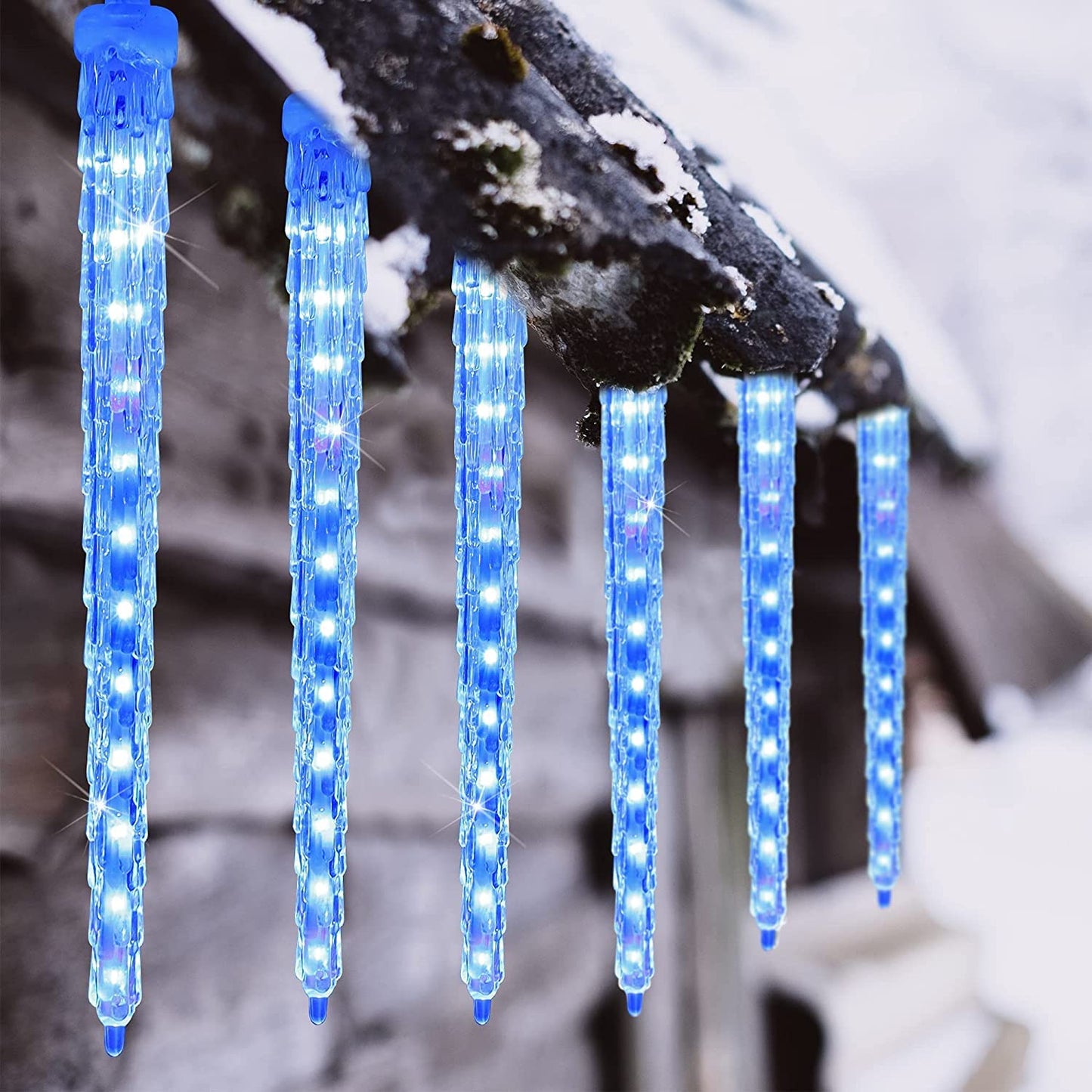 Joomer Icicle Christmas Lights Outdoor, 13FT 20 Icicles 320 LED Meteor Shower Icicle Lights Timer Waterproof Connectable Christmas Light for Outside Home Xmas Decoration - Blue