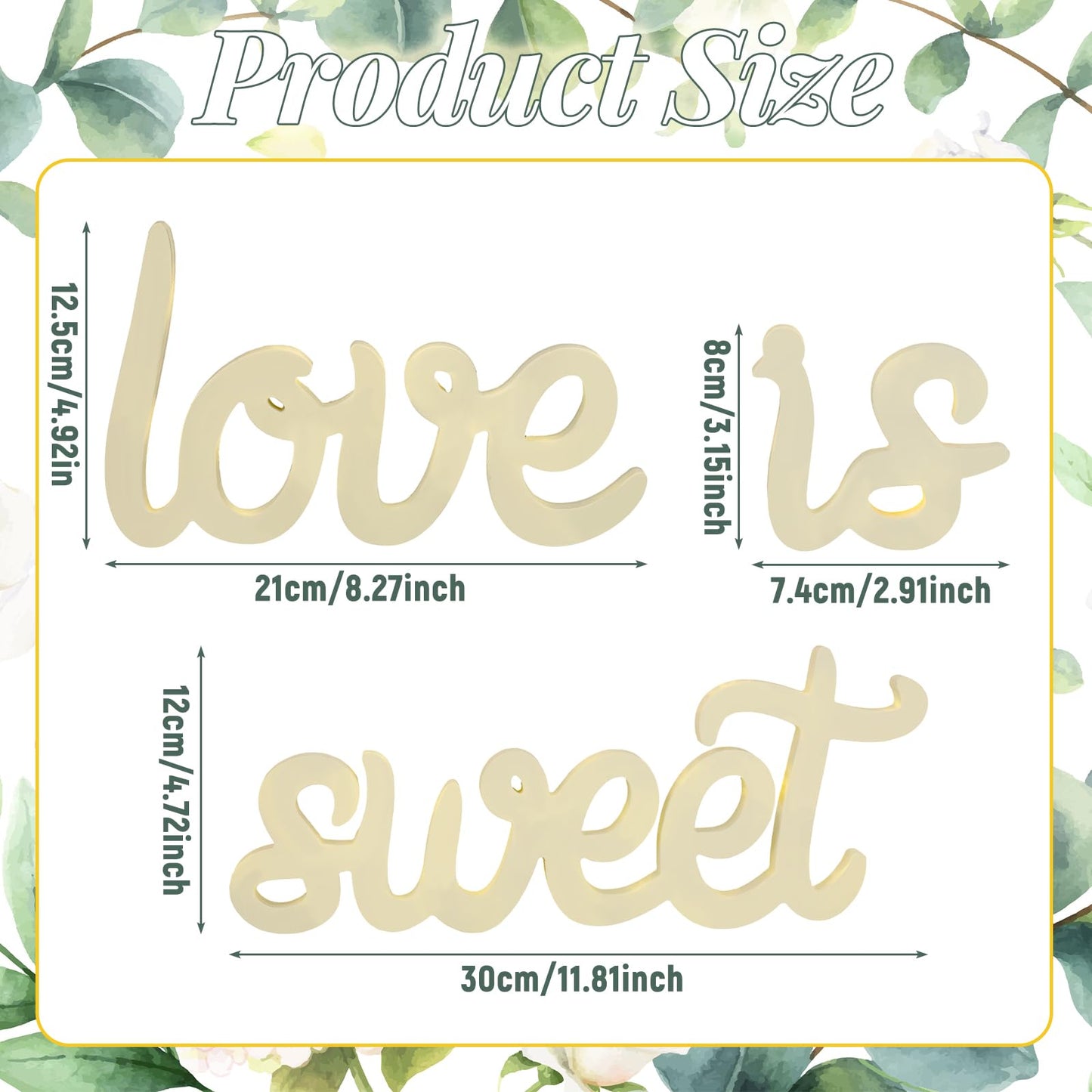 Glooglitter 3 Pcs Love Is Sweet Table Decor Wooden Love Is Sweet Sign LED Hollow Sign for Dessert Freestanding Letter Shelf Rustic Wedding Bridal Shower Engagement Bachelorette Party Decor(Beige)