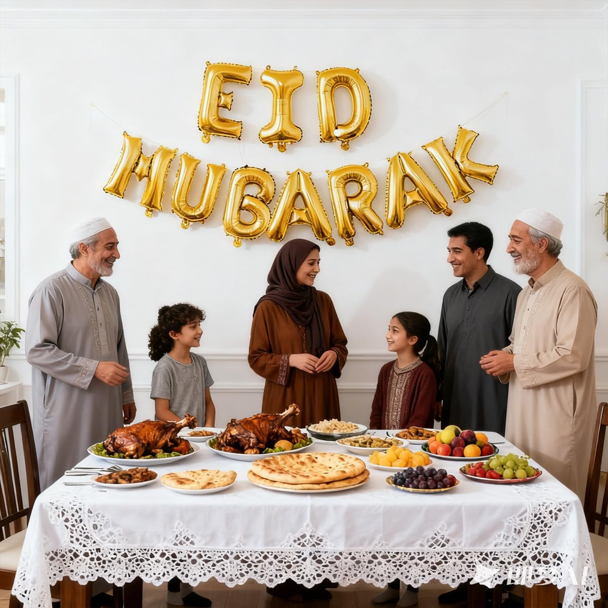 LAOREI Eid Mubarak Banners 16 inch Eid Mubarak Balloons Party Decoration Supplies for Ramadan and Muslim Celebrations Ramadan Islamic Festive Gatherings Gold Foil Balloons Decorations