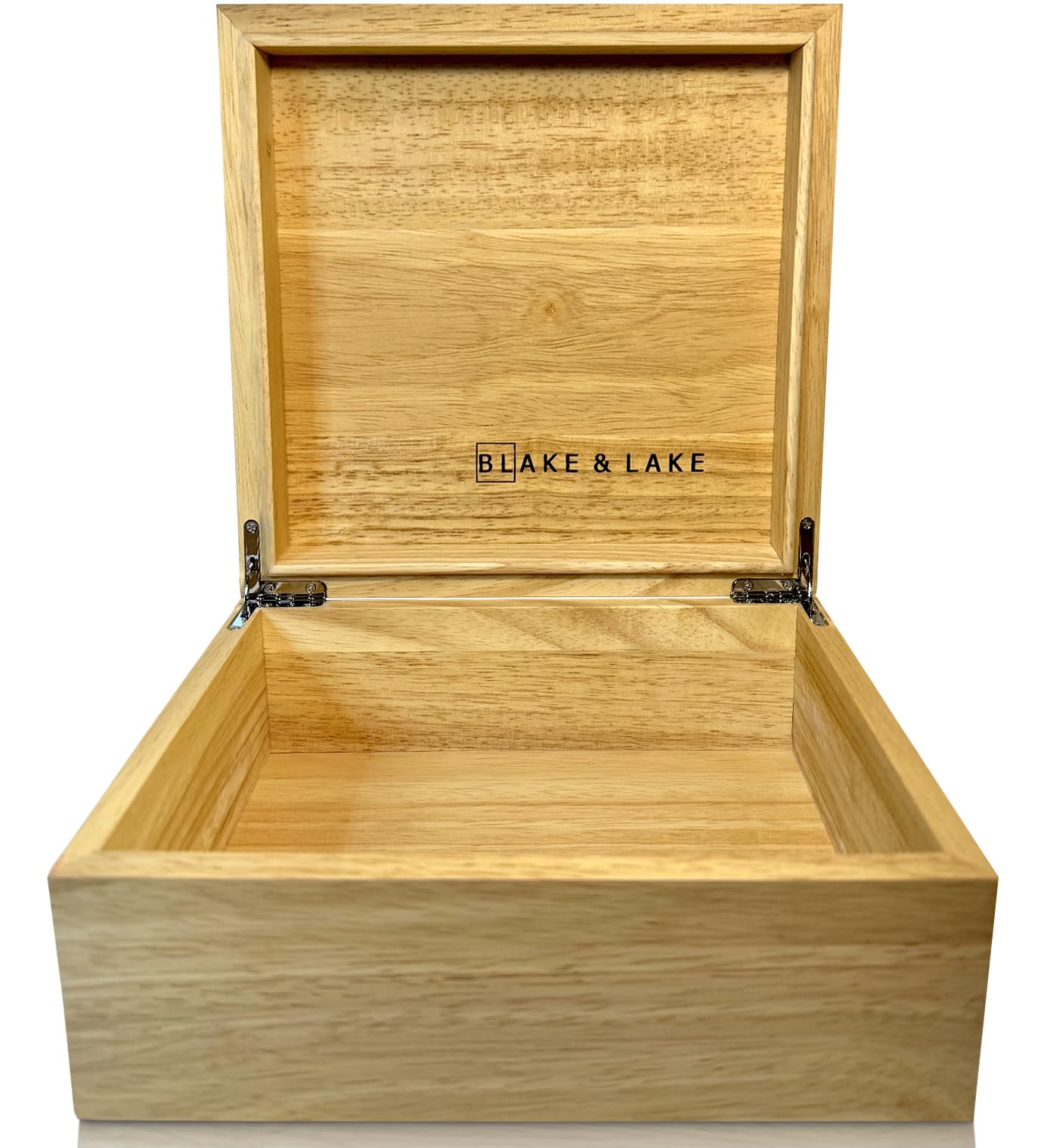 Blake & Lake Wooden Eco Box with Hinged Lid - Oak Wood Storage Box with Lid - Wooden Keepsake Box - Decorative wooden boxes with lids for Keepsakes (Oak)