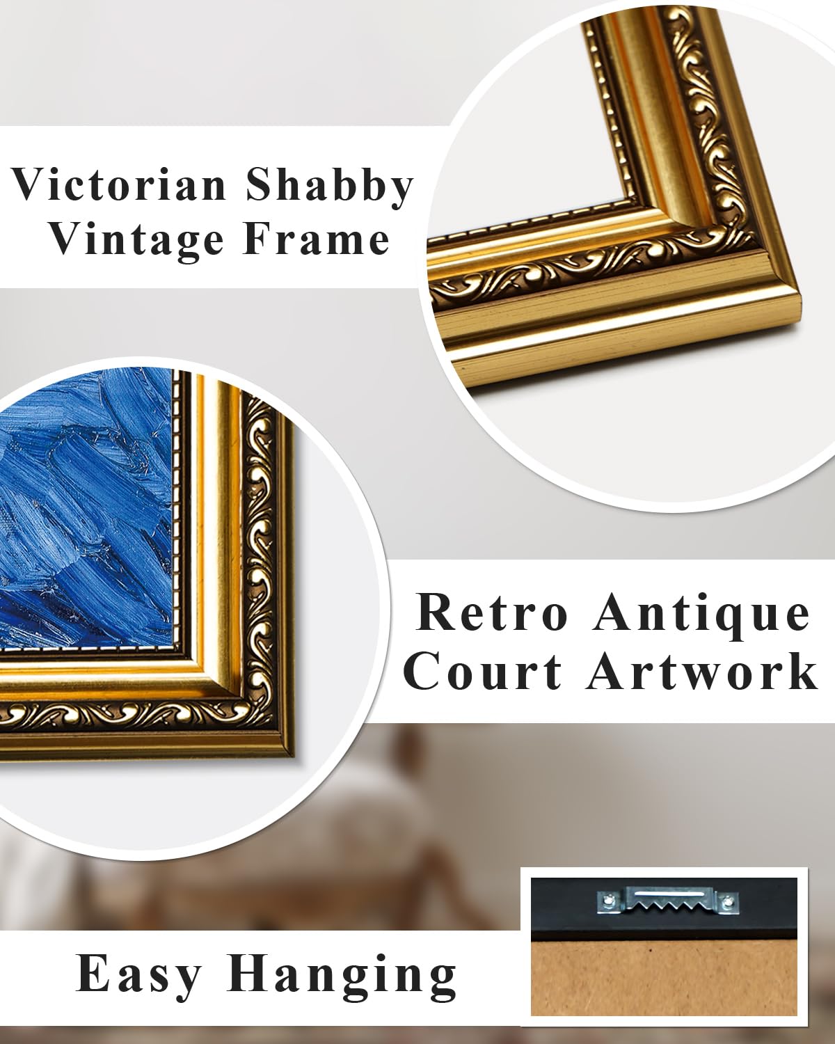 ARPEOTCY Vintage Gold Framed Wall Art, Retro Dark Dried Wildflower Paintings, Canvas Prints Artwork with Antique Frame, Victorian Wall Picture Decor for Room Gallery Living Room, 13x16 inch