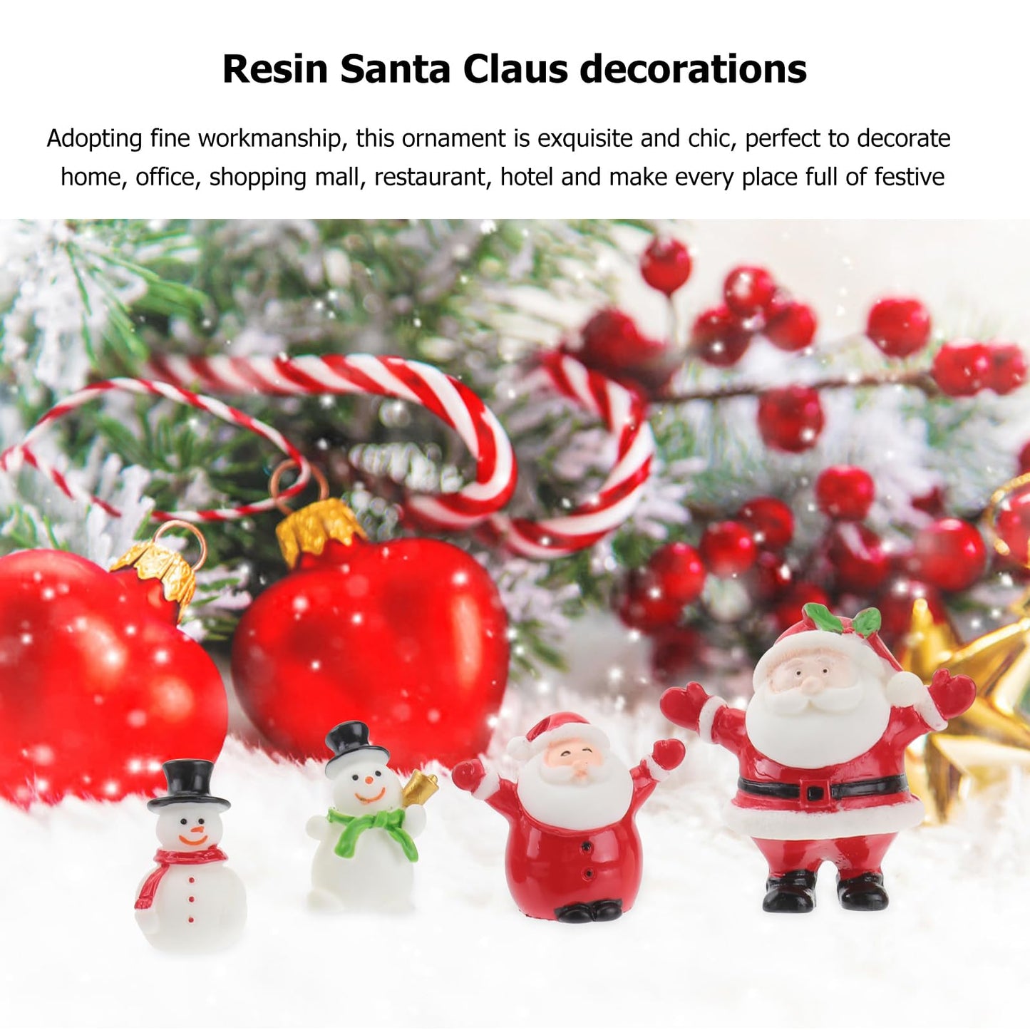 CLISPEED Miniature Christmas Figurines: 10pcs Mini Christmas Figurines Small Santa Figures Tiny Decorations Miniatures for Crafts Xmas Party Decor