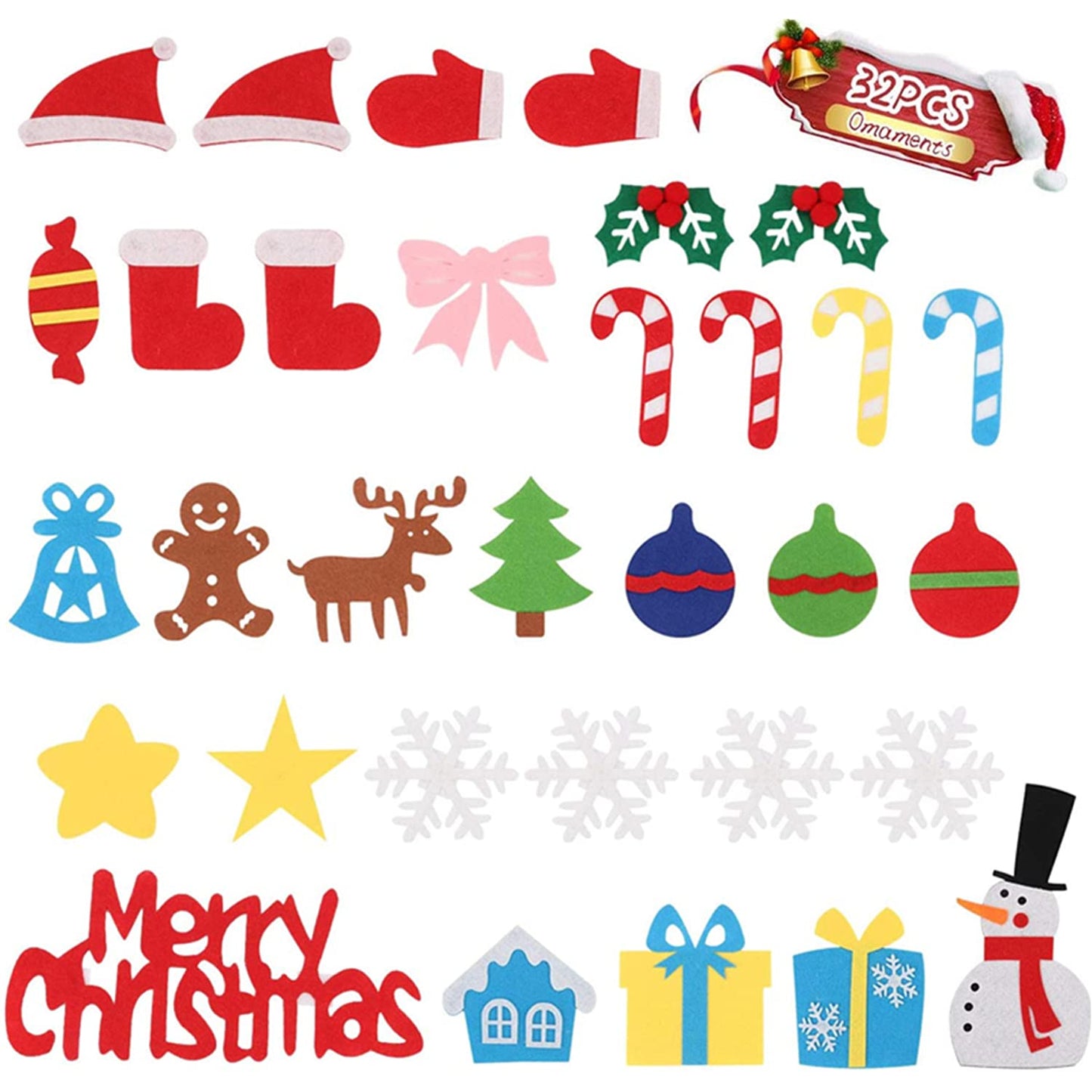 ANTFEES 3.2 FT DIY Felt Christmas Tree Set for Kids Toddlers Wall with 32pcs Ornaments, Xmas Gifts, Door Wall Hanging Decorations
