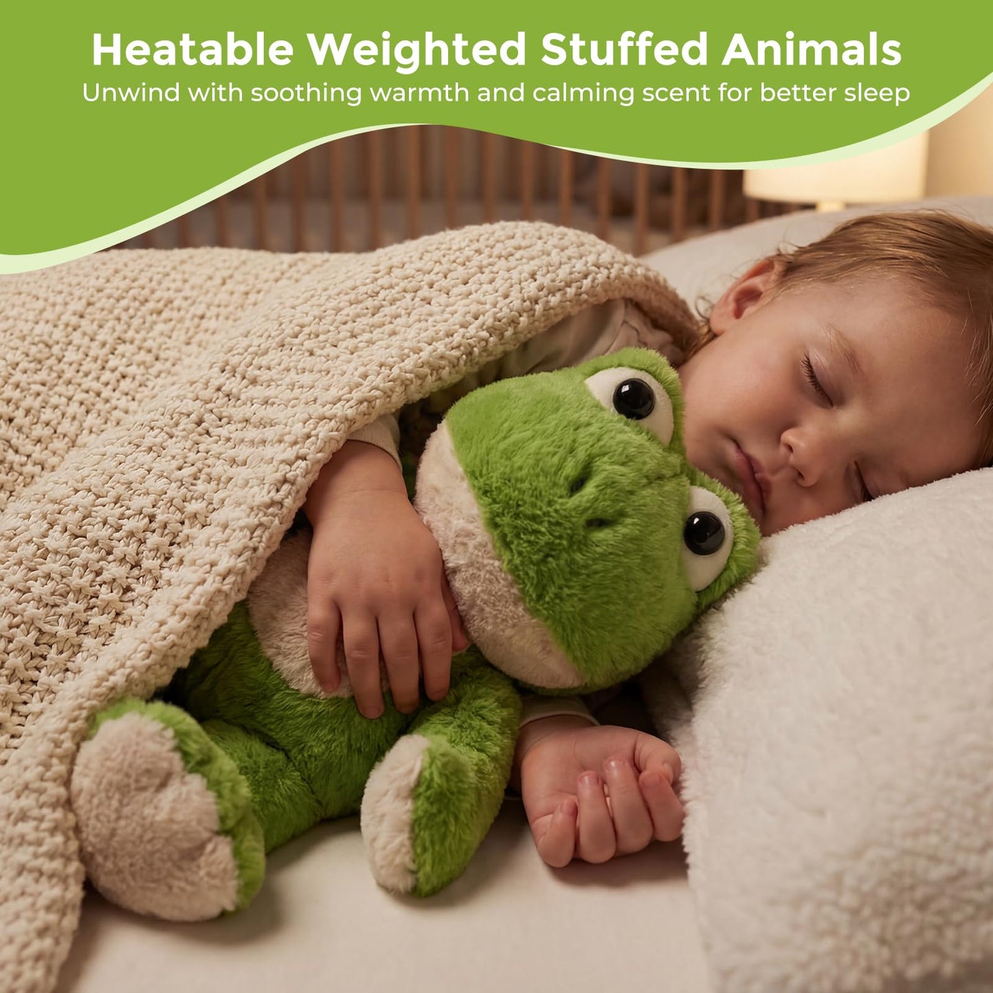 LURKOMEMO Microwavable Weighted Frog Plush,Heating Pad Stuffed Animals for Period Cramps, Heatable&Coolable Frog Stuffed Animal Toy with Lavender Scented for Pain Stress, Cozy Gifts for Kids Women