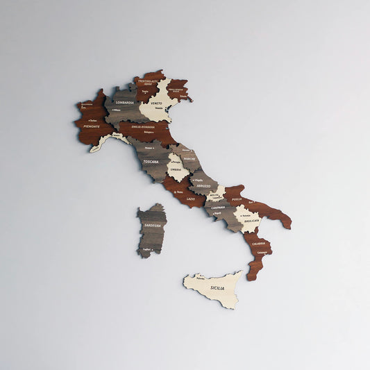Colorfull Worlds Multilayered Wooden 3D Italy Map, Gift for Italian Friend, Italy Wooden Wall Decor, Map For Home & Kitchen or Office(Mixed, 60x51 cm | 23.6x20 inches)