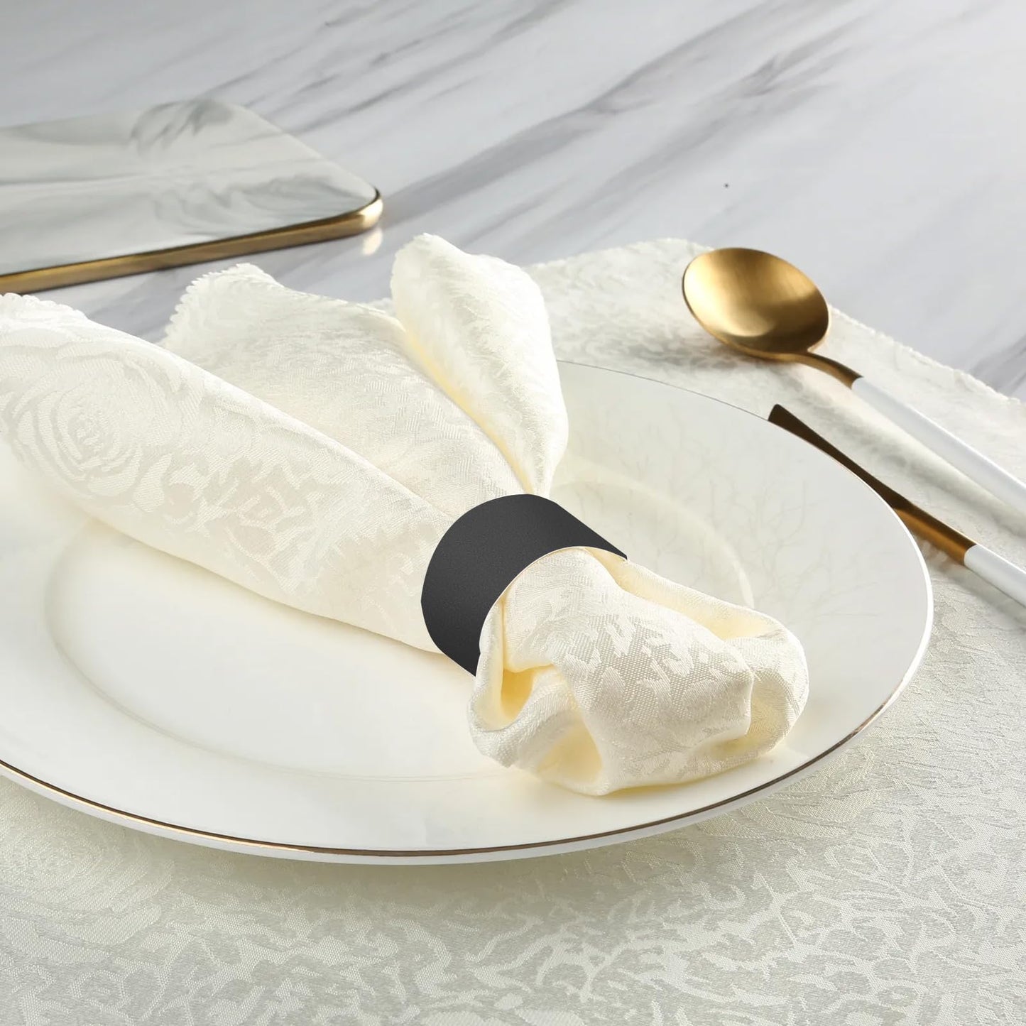 Germiwipe Napkin Bands,Paper Napkin Rings Self Adhesive,Silverware Wraps Band for Restaurant, Family Gathering, Outdoor, Wedding and Holidays (Black - 500pcs)