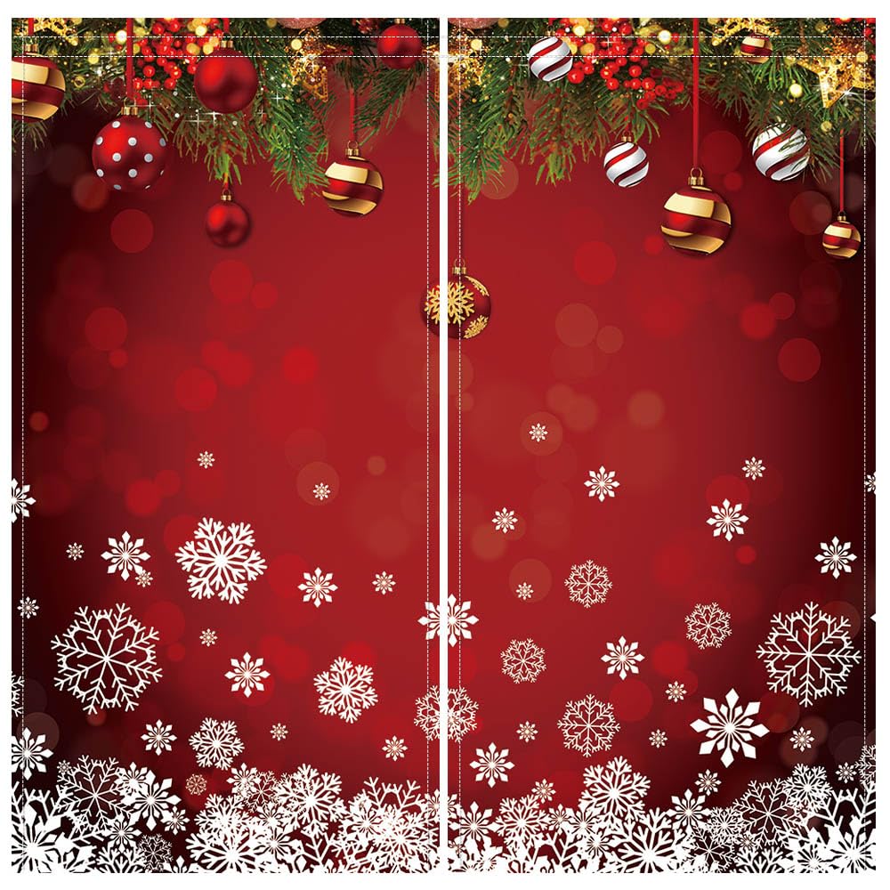 DOTOOMA 82x84 Inches Christmas Snowflake Window Curtains Xmas Ornaments Coniferous Pine Tree Tinsel Theme Bedroom Living Room Decorative Curtains Drapes 2 Panel
