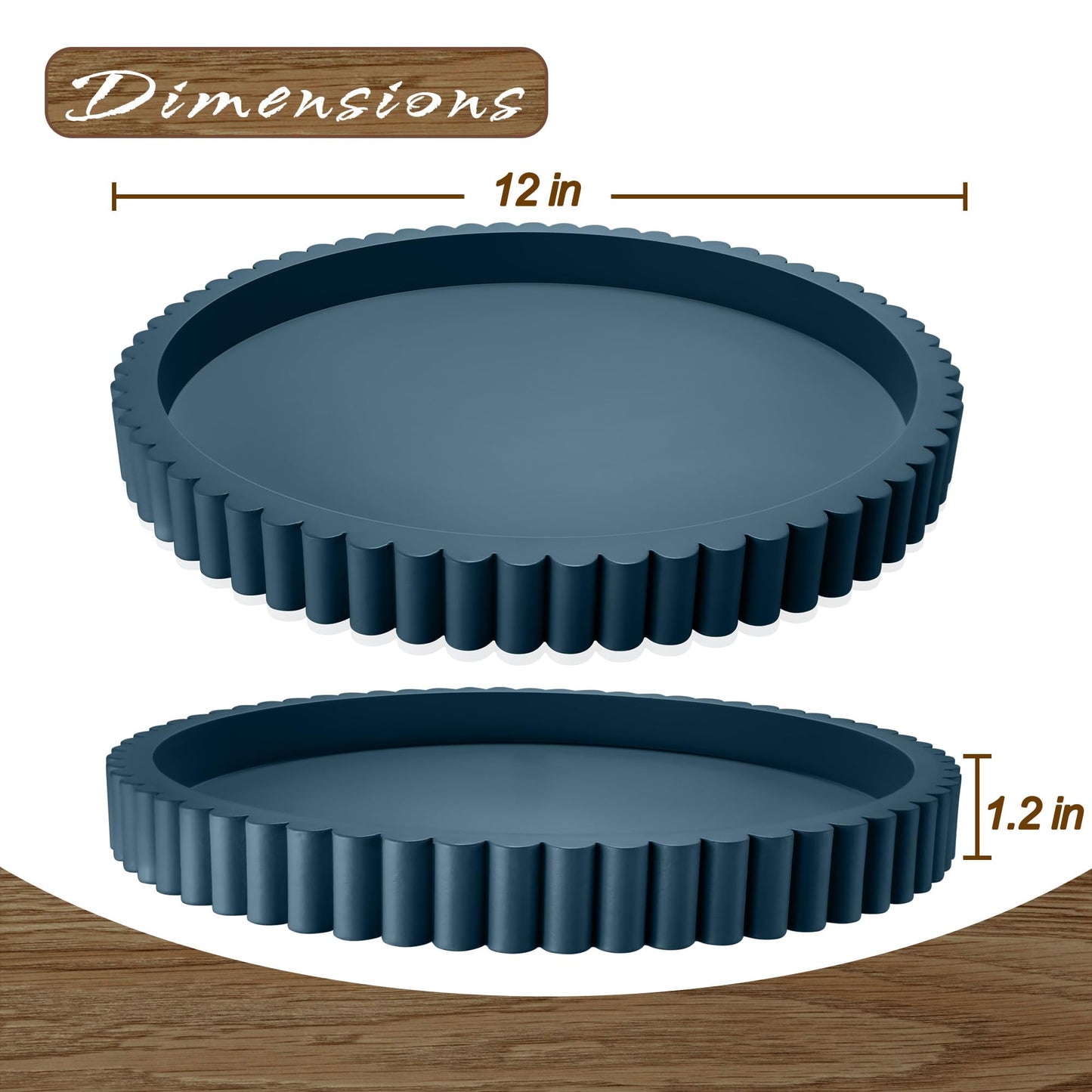 Handmade 12in Decorative Tray for Coffee Table Tray Decor, Blue Wooden Decorative Round Tray for Kitchen, Living Room, Home Decor