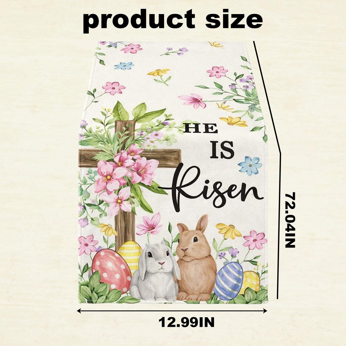 MIRJXB Easter Table Runner, Seasonal Spring Kitchen Dining Table Decoration, Holiday Party Table Setting for Home Decor, 1 Piece Table Runner for Family Gatherings