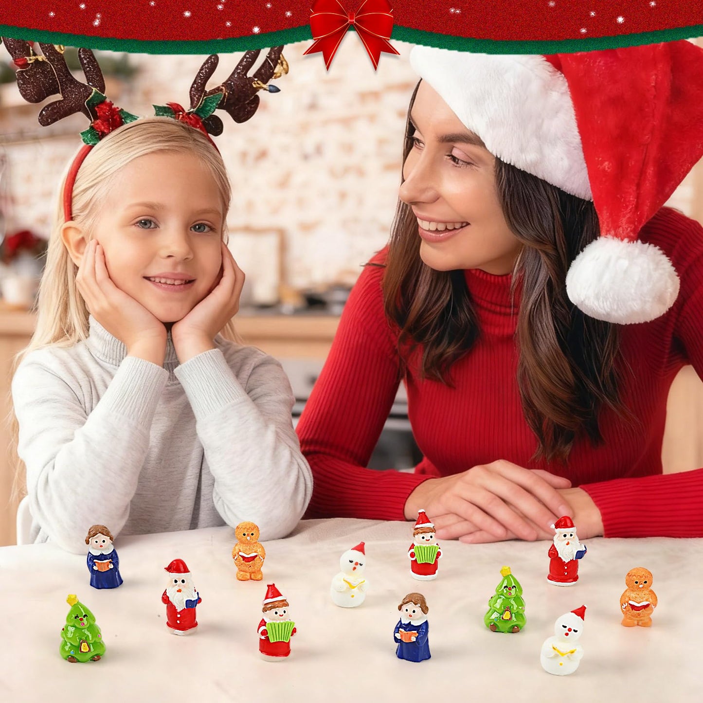 DTOFOOT 16 Pcs Mini Christmas Figurines for Snow Globes,Christmas Tiny Resin Carolers Snowman Gingerbread Man Figurines for Village Garden Table Plant Pot Decor