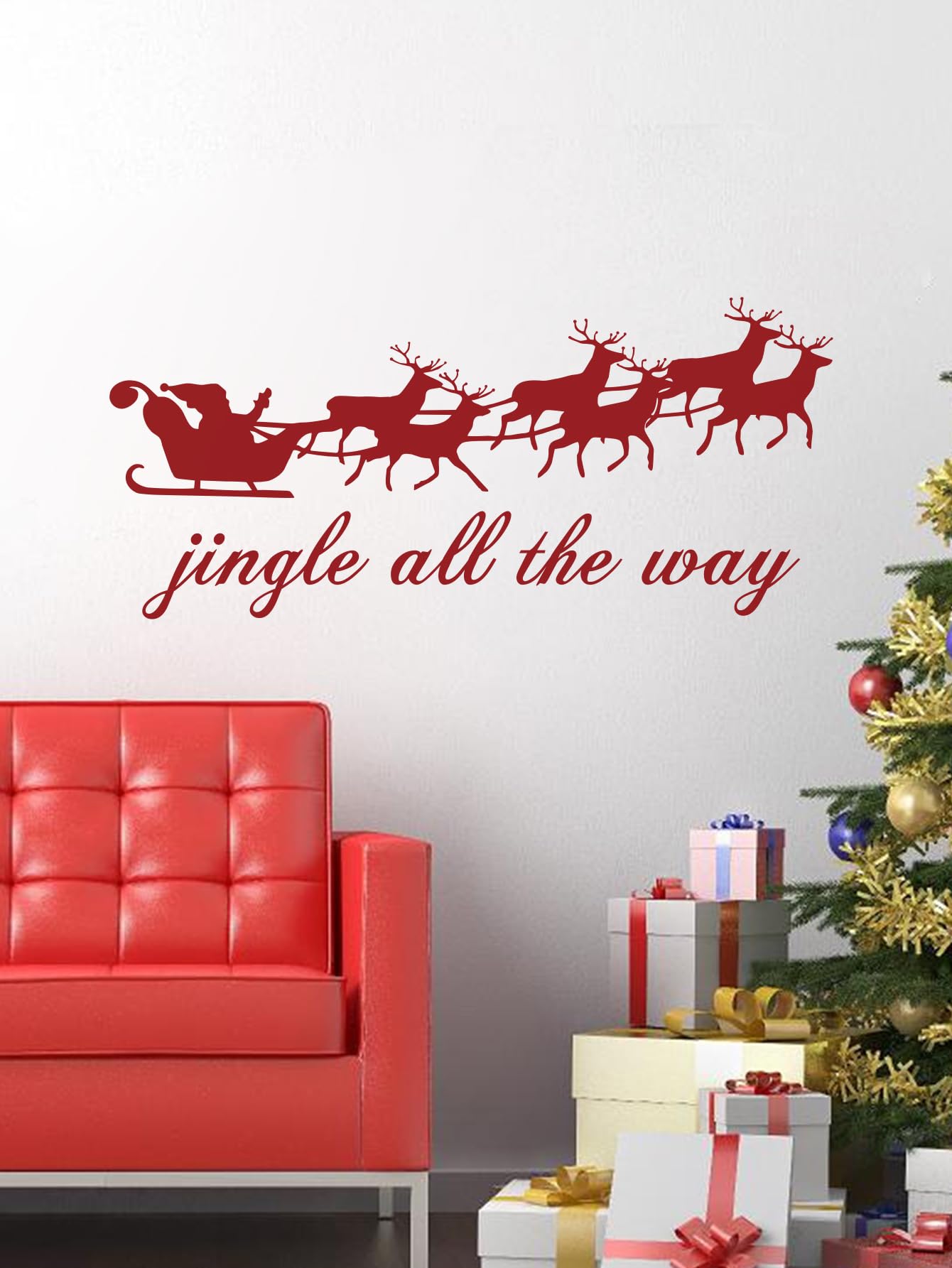 Christmas Wall Decor Painting Living Room Cute Winter Vinyl Art Quotes Decoration Jingle All The Way
