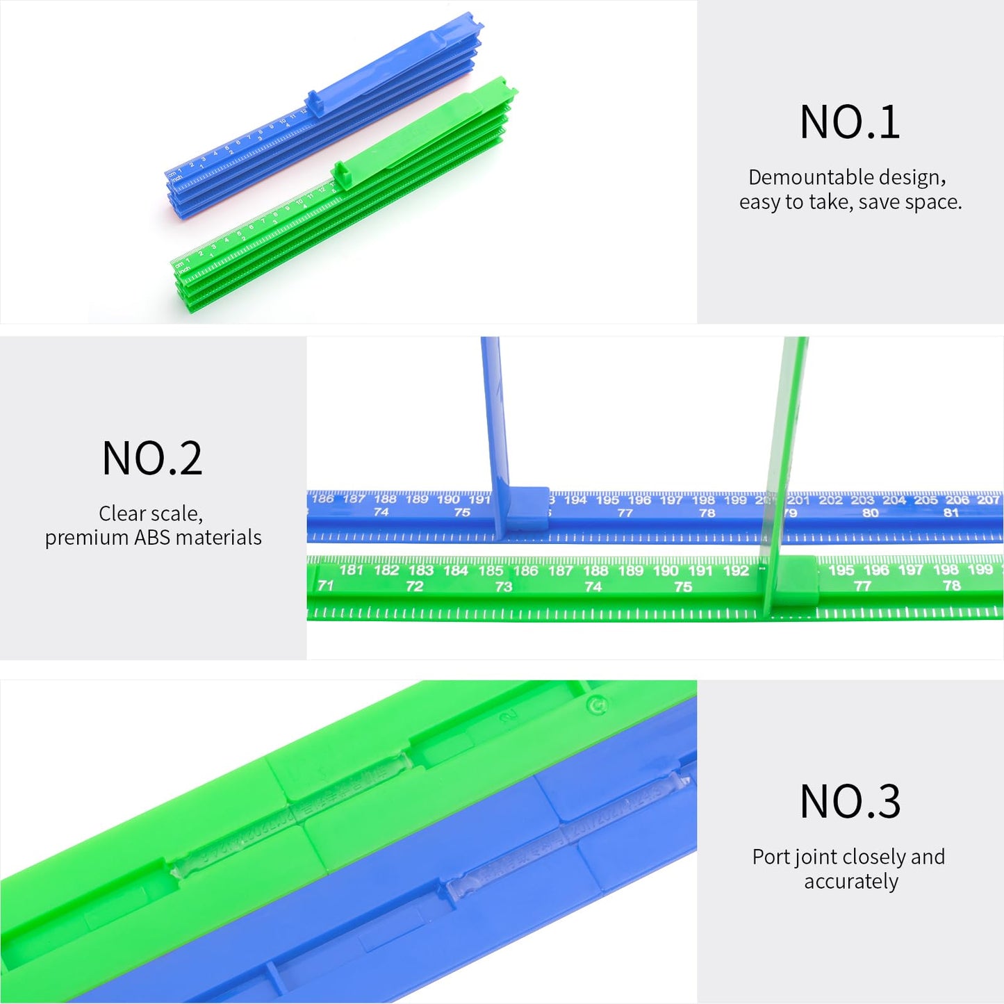 Egoldto Height Measurement for Wall, Children Adult Height Measure Rod, 3D Removable Growth Chart Stick, Wall Mounted Splicing Ruler for Kids Baby Nursery 79 inch (Blue)
