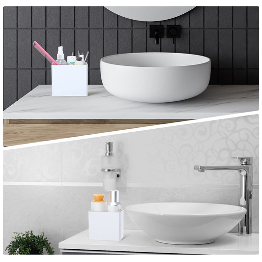 Suclain 2 Pcs Wall Mounted Organizer Non-Drilling Adhesive Floating Shelf White Wall Bin Organizer Hanging Storage Containers for Bedroom Bathroom Kitchen Office