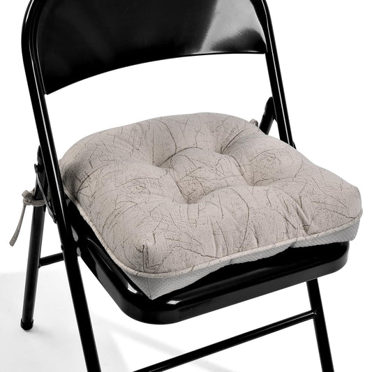 Glyzia Marble Pattern 3" Chair Cushion for Dining Chair, Filling Bite-Size Memory Foam U-Shaped Seat Cushions for Kitchen Chairs, Non-Slip Indoor Chair Pad with Ties, 1 PCS, Wood Color
