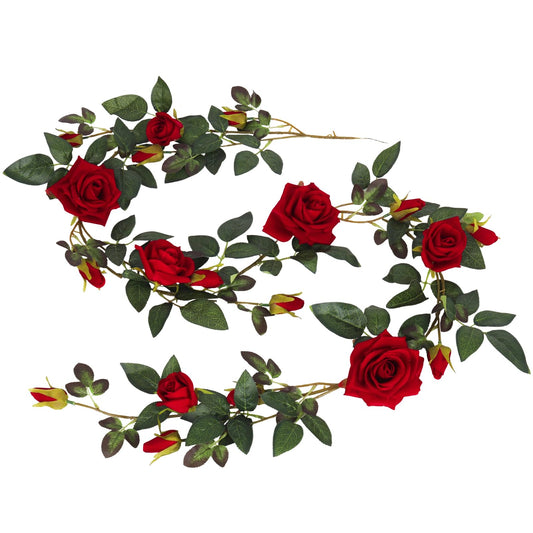 RECUTMS 6FT Artificial Red Rose Garland Fake Rose Ivy Vine with Greenery Foliage Hanging Flower Vine for Wedding Arch, Table, Home, Garden, Birthday, Valentine’s Day Party Decoration (Red)