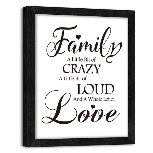Framed Family Wall Art Home Decor 8x10 Inches, Black and White Inspirational Wall Decor A Whole lot of Love Canvas Picture Prints Minimalist Sign Quote for Living Room Bedroom Dining Room